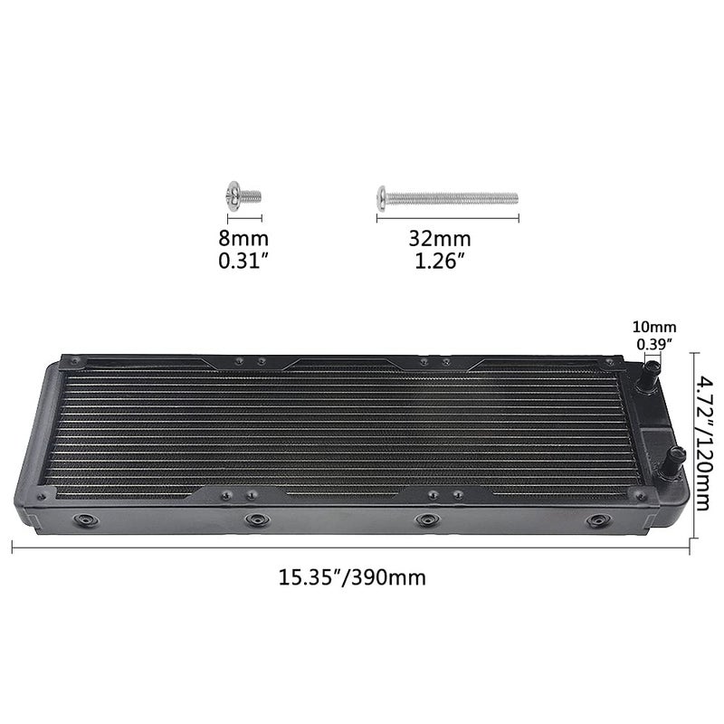 BXQINLENX 18 Pipe Aluminum Heat Exchanger Radiator for PC CPU CO2 Laser Water Cool System Computer 360mm(A) - Image 2